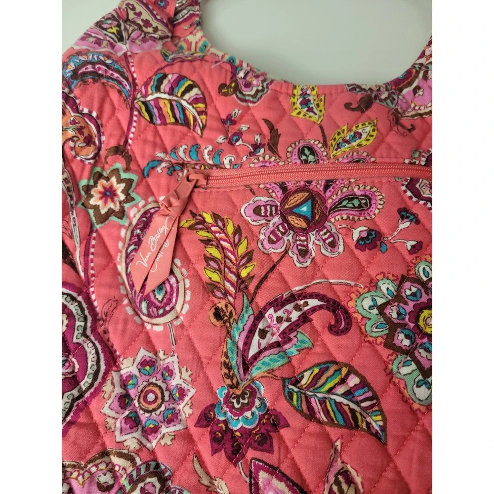 Vera Bradley Pink Paisley Quilted Cotton Hobo Shoulder Bag Floral Geometric